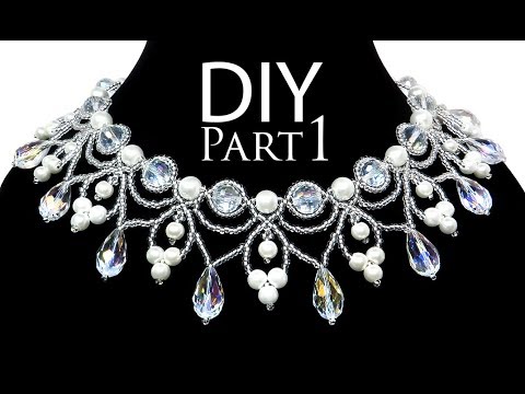 Видео: DIY: beading wedding necklace with pearls (part 1 of 2) / Свадебное колье из бисера и жемчуга