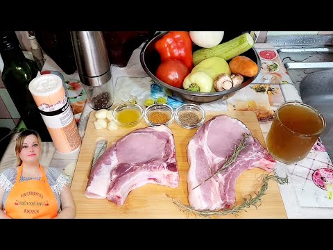 Видео: АНТРЕКОТ ИЗ СВИНИНЫ ГОТОВИМ ПРАВИЛЬНО С ПИВОМ, ЗАПЕЧЁННЫЕ ОВОЩИ.🥩🍺🍆🍅🫑