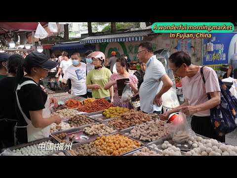 Видео: Утренний рынок Фучжоу в Китае, богатая уличная еда