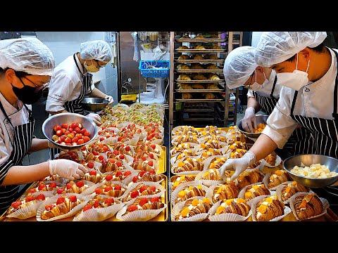 Видео: Вкусная встреча! Фруктовые круассаны со свежими сливками / Пищевая фабрика