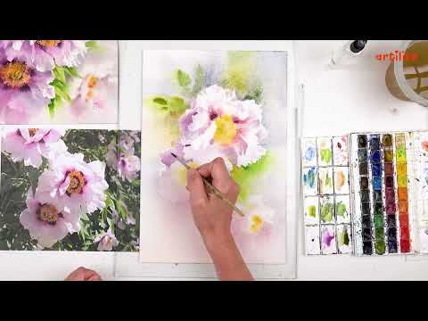 Видео: Как нарисовать пион акварелью? Пошаговый урок с Артилайк!