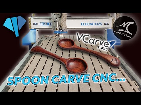 Видео: Двусторонняя резьба по ложке на станке с ЧПУ — Blue Elephant — V-Carve Pro