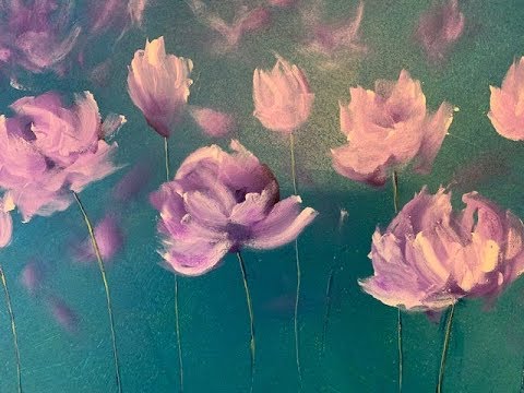 Видео: Абстрактные цветы Губкой. Акрил. Abstract flowers using the sponge