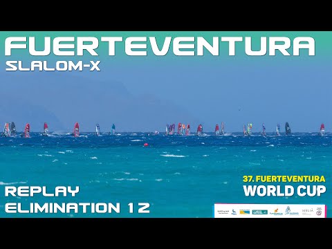 Видео: Slalom-X Elimination 12 Finals | 37. Кубок мира по виндсерфингу на Фуэртевентуре — PWA Slalom-X W...