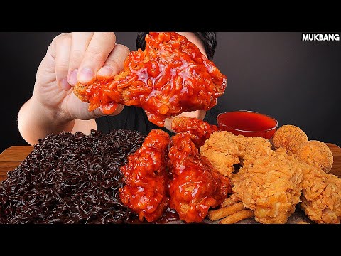 Видео: острый жареный цыпленок и лапша SPICY FRIED CHICKEN & GHOST PEPPER NOODLES 🌶 EATING ASMR MUKBANG