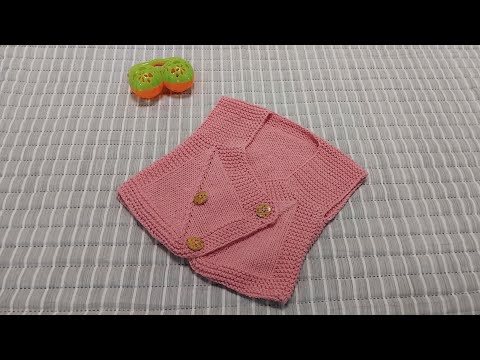 Видео: Безрукавка для новорожденого вязаная спицами. 0-3 месяца.