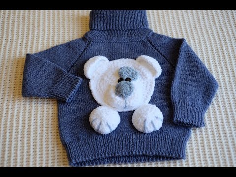 Видео: Вяжем детский свитер спицами с аппликацией