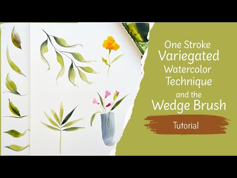 Видео: Акварельные листья в один мазок и клиновидная кисть