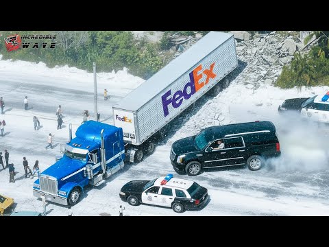 Видео: Безумие на ледяной дороге, запечатленное на камеру №4