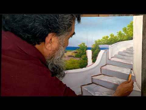 Видео: Нарисуйте прекрасный вид и поместите его в куб перед домом.