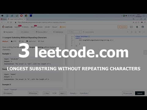 Видео: Разбор задачи 3 leetcode.com Longest Substring Without Repeating Characters. Решение на C++