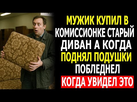 Видео: Мужик Купил в Комиссионке Старый Диван — а Когда Поднял Подушки, Побледнел…