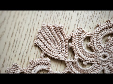 Видео: Простой листик крючком для салфетки мотивами в стиле ирландского кружева