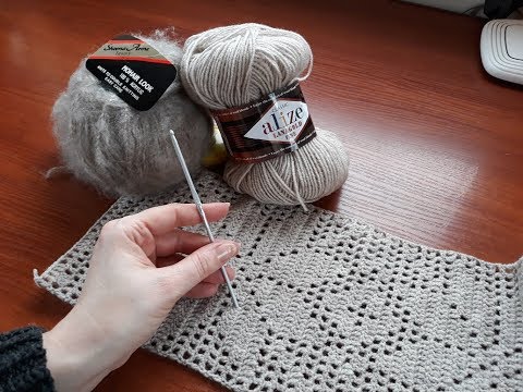 Видео: Пуловер (туника) крючок+спицы. Часть 1.