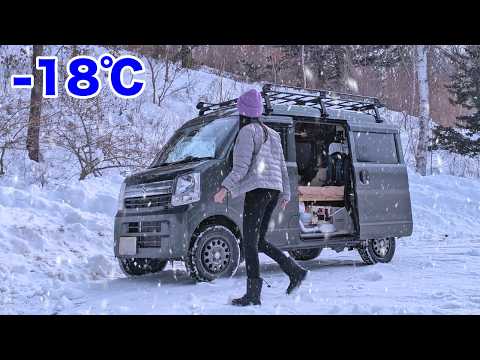 Видео: 【-18℃】Лютый мороз & обледенелые дороги... Зимний кемпинг в минивэне на Хоккайдо