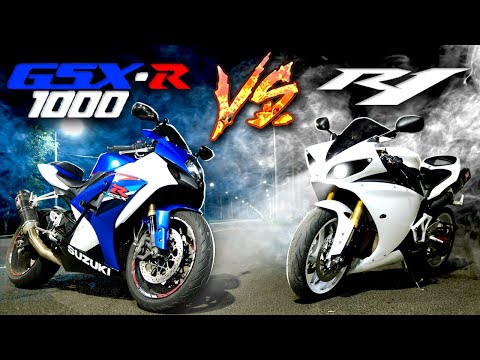 Видео: ЗАРУБА Yamaha R1 2009 VS Suzuki GSX-R 1000 K7