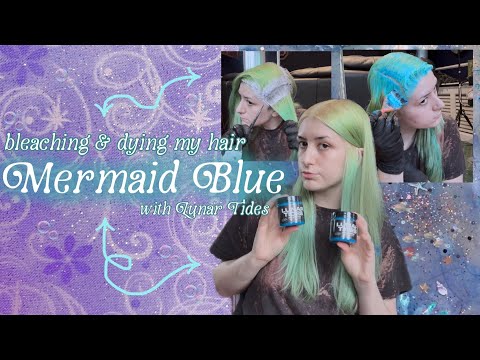 Видео: Обесцвечивание и покраска волос в цвет русалочьего синего 🫧 с помощью Lunar Tides Sea Witch 🌀