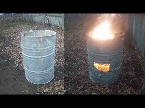 Видео: Бочка для обжига кабелей и мусора.