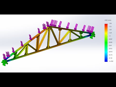 Видео: Solidworks.Двухскатная ферма. Проектирование, расчет в Solidworks Simulation, чертеж