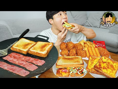 Видео: ASMR MUKBANG | тост с сыром, жареный цыпленок, хот-дог, корейская уличная еда ест звук!