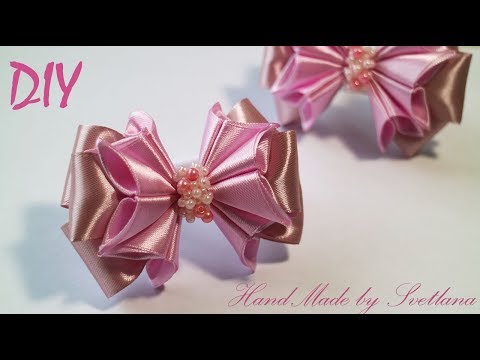 Видео: Бантик из атласной ленты Канзаши DIY Satin ribbon bow Laco de fita Hair bow