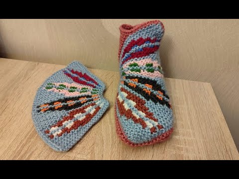 Видео: Вяжем из остатков ниточек красивые тапочки