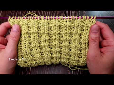 Видео: Узор на основе Резинки 2x2 - красивые узоры спицами / Светлана Тим вязание