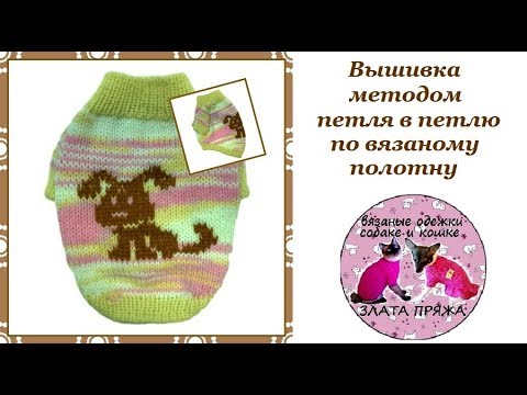 Видео: 25. Вышивка методом петля в петлю по вязаному полотну