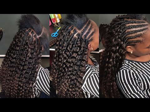 Видео: Узор из полукос с пропущенными внутрь волосами и завитками в стиле бохо, связанными крючком || Пр...