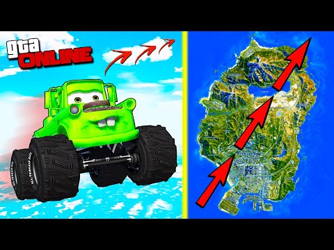 Видео: Сможет Ли Мэтр из Мультика ТАЧКИ Перепрыгнуть всю карту ГТА 5 на Скорости 3600 КМ/Ч? ГТА 5 Моды!