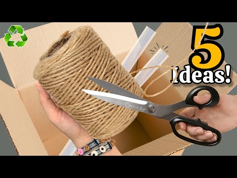Видео: 😍♻️ 5 гениальных DIY-идей: преображаем картон и джутовую верёвку в декор и хранение!