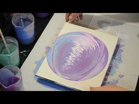 Видео: Fluid Art  в технике Облачный pour/ Дорога в облака.