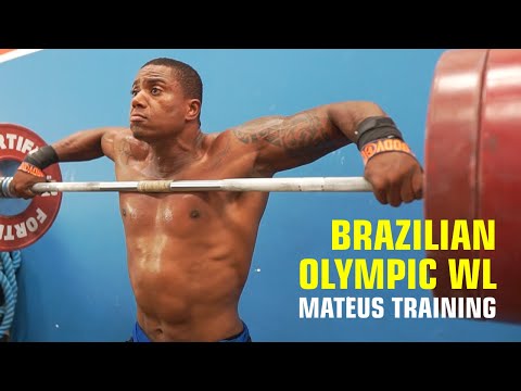 Видео: Mateus Gregório - тренировка тяжелоатлета из Бразилии / рывок, толчок.