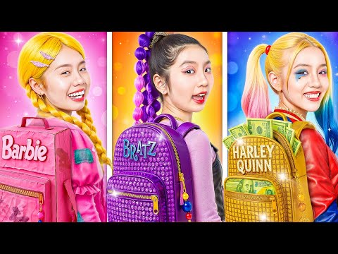 Видео: Бедная Барби Vs Богатая Братц Vs Гига Богатая Харли Куинн! Кто Лучший Ученик?