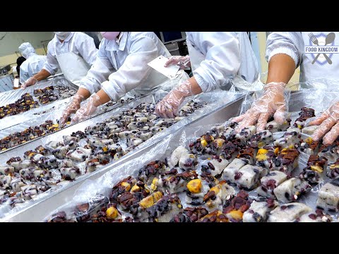 Видео: Удивительно! Мастерство изготовления рисовых лепешек с красочными начинками / пищевая фабрика