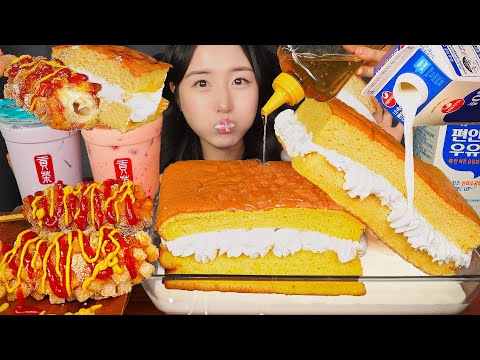 Видео: ПУШИСТЫЙ & ХРУСТЯЩИЙ😋 ТОРТ ХЛЕБ(+МЕД И МОЛОКО) & КОРН ДОГ С СЫРОМ АСМР ЗВУКИ ЕДЫ MUKBANG