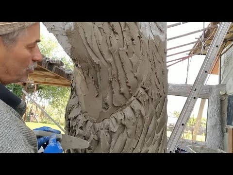 Видео: изготовление  КОРЫ  ДЕРЕВА  из  арт  бетона  столбы  в  беседке в  виде  деревьев из цемента