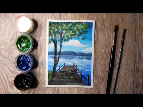 Видео: Как нарисовать летний пейзаж гуашью