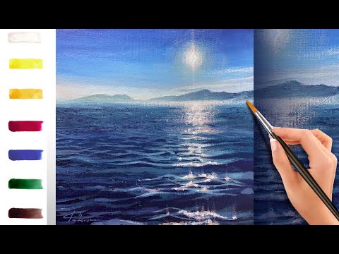 Видео: Искры на волнах. Как нарисовать морской пейзаж 🎨АКРИЛ! Мастер-класс ДЕМО