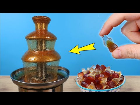 Видео: Что если бросить в Шоколадный фонтан желейные конфеты Кола?