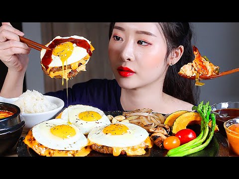 Видео: Сырный стейк Гамбургский стейк Утиное блюдо ASMR Mukbang Eating Show