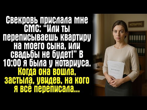 Видео: Свекровь прислала мне СМС: “Или ты переписываешь квартиру на моего сына, или свадьбы не будет!”