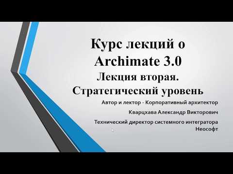 Видео: Лекции по ArchiMate. Лекция 2. Стратегический уровень