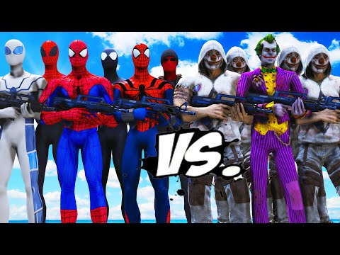 Видео: команда человек-паук против команды джокер - эпическая битва