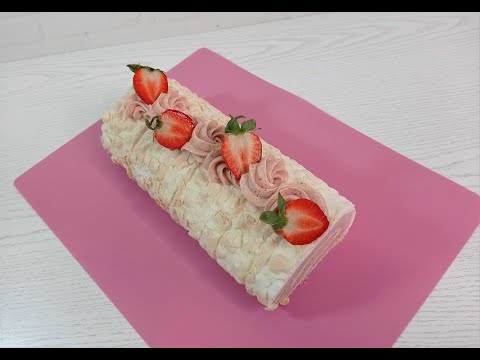 Видео: МЕРЕНГОВЫЙ РУЛЕТ со вкусом КЛУБНИЧНОГО МОРОЖЕНОГО!  Без сливок и сыра ! Очень ВКУСНО и ПРОСТО!