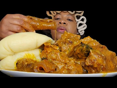 Видео: Асмр мукбанг, острый суп огбно и фуфу, звуки поедания нигерийской еды