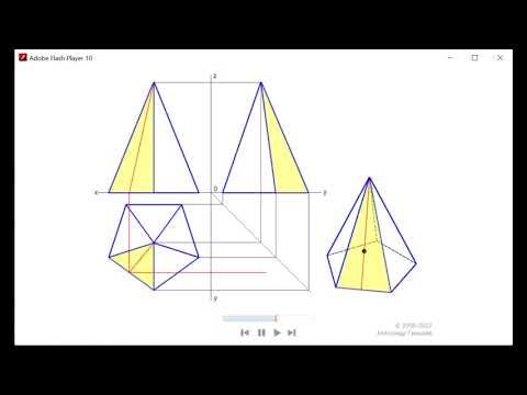 Видео: Точка и линия на поверхности прямой пирамиды. Сечение пирамиды плоскостью.