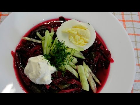 Видео: Холодный свекольник с ботвой