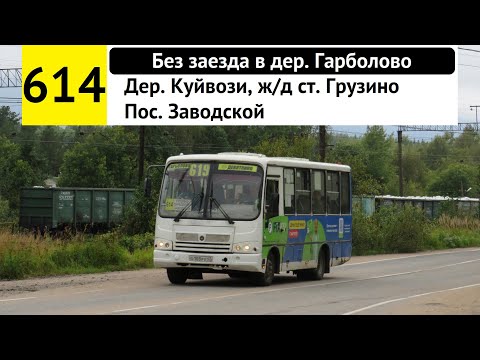 Видео: Автобус 614 "Пос. Заводской - дер. Куйвози, ж/д ст. "Грузино" (без заезда в дер. Гарболово)