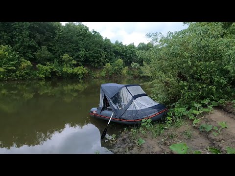 Видео: Тент Комби на лодке ПВХ. Попал в жуткую грозу на реке. Часть 1